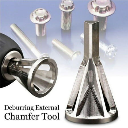 2pc Deburring External Chamfer Tool Drill Bit Remove Burr Stainless Steel Silver 